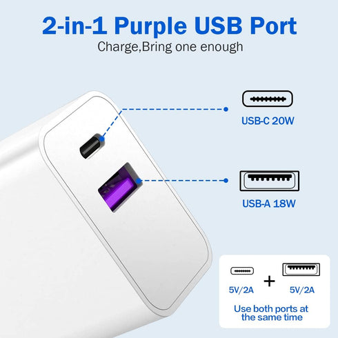 Apple Watch Series 9/8 Compatible USB C Charger Adapter - Dual Port Type C for iPhone 16/16 Pro/16 Pro Max, White...