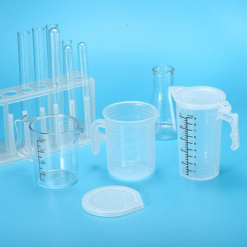 PATIKIL Graduated Beaker, 100ml PP Plastic Liquid Measuring Cup Double Sided Black Graduations with Handle Lid and Spout for Lab Kitchen Home...