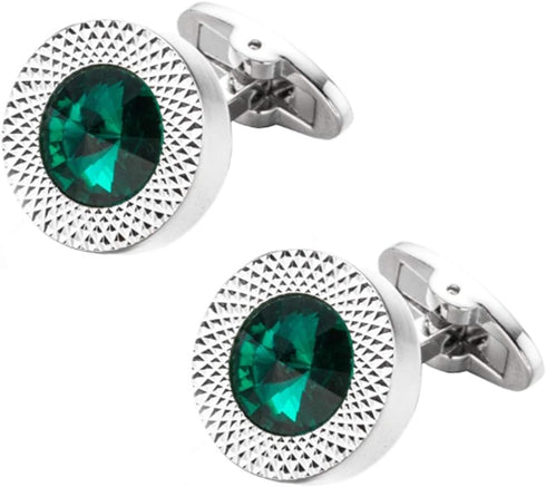 Emerald Green Crystal Cufflinks Green Crystal Gem stone cuff links YW09N...