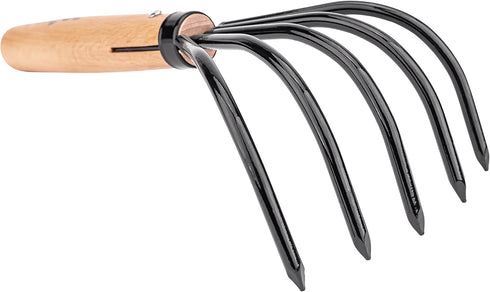 Nisaku by Sun Joe NJP555 Kumade Gohondume 5 Tine Claw Rake and Cultivator 4.75-Inch Width, Japanese Carbon Stainless Steel Prongs...