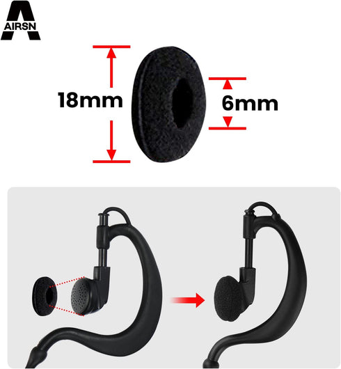 10 Pack Replacement Ear Foam for 18mm Earpiece,Headphone,Two Way Radio Walkie Talkie Earpiece...