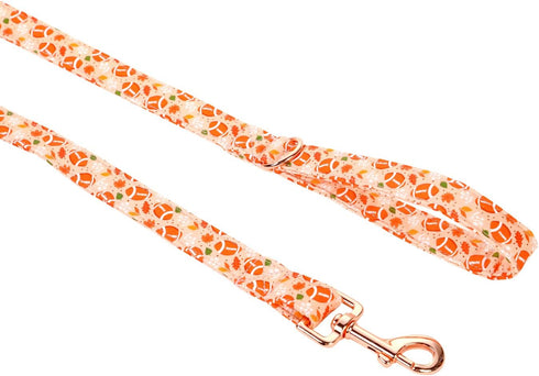 Fall Dog Leash,Durable Handmade Dog leashes with Soft Handle?Manual Dog Leashes Matching Orange Maple Leafs Rugby Dog collars for Small Medium Lar...