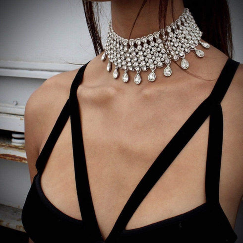 YERTTER Vintage Boho Full Rhinestones Necklaces Tassel Jewelry Set Layered Pendant Statement Chunky Chain Necklace for Women...