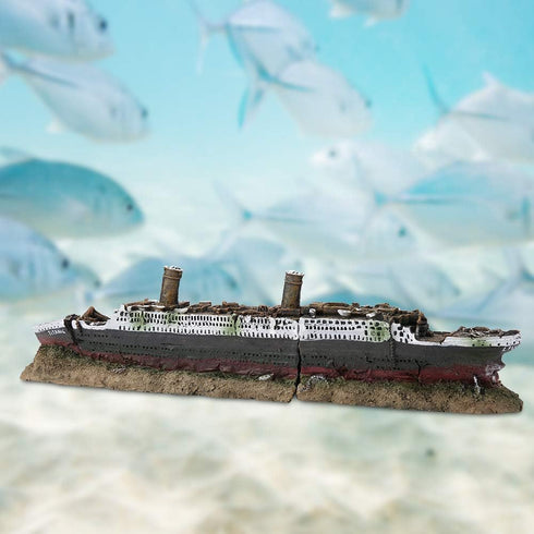 Resin Wreck Ornaments, Titanic Lost Wrecked Boat Ship Aquarium Decoration Ornament Wreck Ornaments...