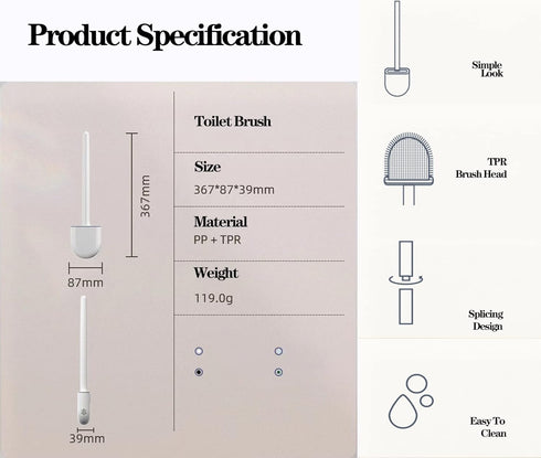 Toilet Brush and Holder, Silicone Toilet Bowl Brush with Ventilated Holder Cleaning Supplies Toilet Cleaner Brush Bathroom Accessories (Black)...