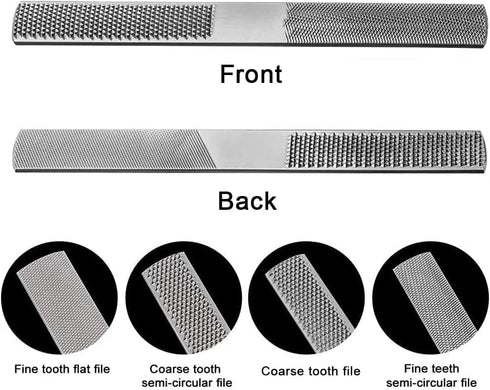 Wood Rasp File 4 Way Premium Grade High Carbon Hand File and Round Rasp, Half Round Flat & Needle Files Wood Rasp Set for Sharping Wood and Metal ...