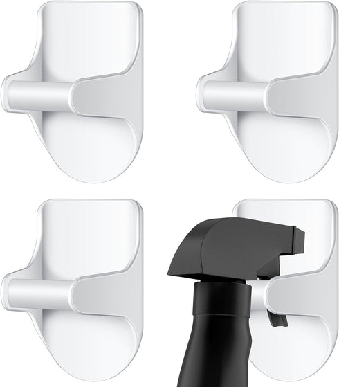 Taiyin 4 Pcs Wall Mount Spray Bottle Hooks Holder Spray Bottle Hanger Adhesive Hook to Create Storage Space Spray Bottle Rack Organizer Hanger for...