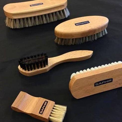 Saphir Natural Horsehair Brush - Shoe Polish Brush for Cleaning, Polishing & Buffing Leather Shoes - 7" (18cm)...