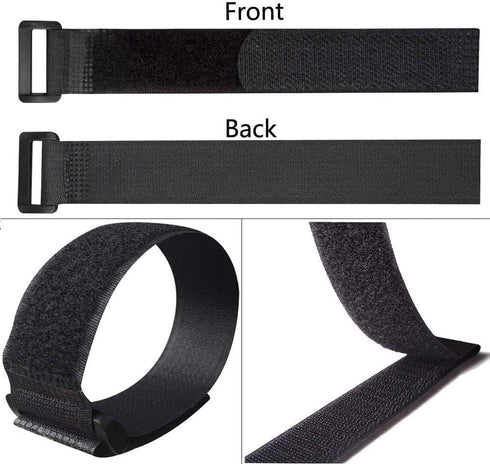 25pcs Black Reusable Fastening Cable Straps, Hook and Loop Cable Tie Down Straps 1" x 18"...