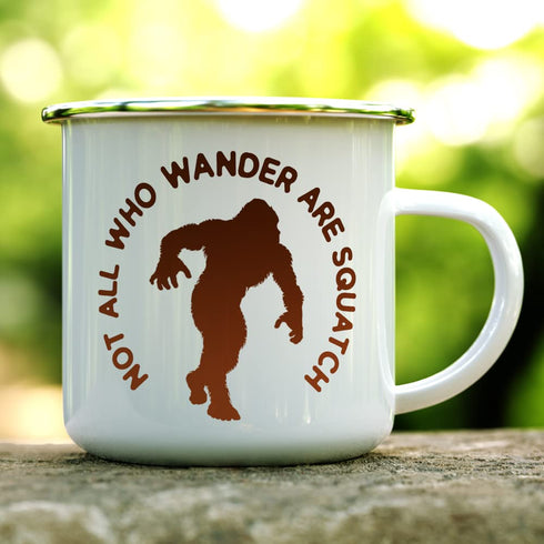 Bigfoot Sasquatch Enamel Campfire Mug, Outdoor Camping Coffee Cup, Mountain Nature Hiking Camp Lover Gift (12oz)...