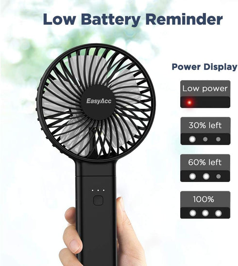 EasyAcc Handheld Fan, Mini Handheld Fan 2021 Upgraded Portable Battery Fan One Touch Power Off USB Desk Fan 3-17 Hours 4 Speeds Strong Winds Perso...