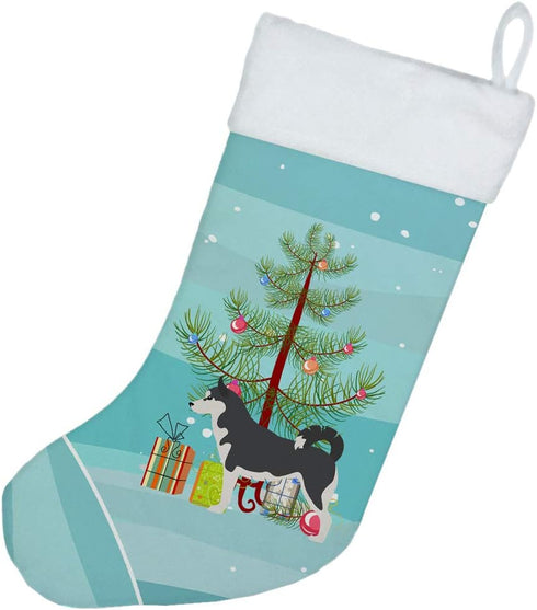 Caroline's Treasures BB2998CS Siberian Husky Merry Christmas Tree Christmas Stocking Fireplace Hanging Stockings Christmas Season Party Decor Fami...