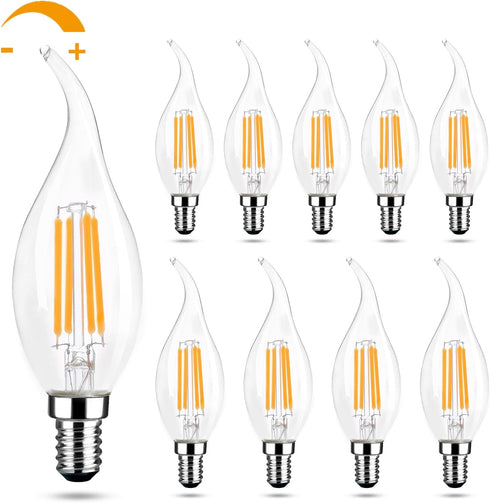 LED Chandelier Light Bulbs, E12 Candelabra Bulb 60 Watt Equivalent, 2700k Warm White 600LM E12 LED Bulb Dimmable, Vintage LED Filament C35T/CA10 C...