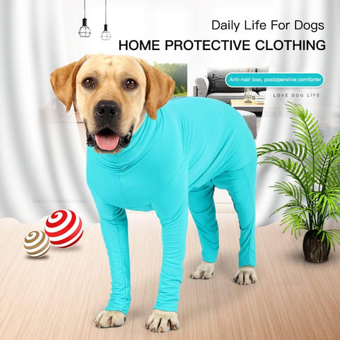 Dog Onesie Prevent Shedding Hair Surgery Recovery Suit Pets Bodysuit Sport Shirt Reduce Anxiety Jump (XS, Lake Blue)...