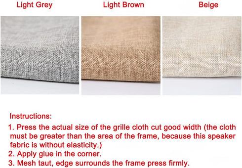 Flushbay Speaker Grill Cloth Linen Single Layer Speaker Fabric Protective Dustproof Mesh Cloth Stereo Fabric Replacement for Home Stage Speakers, ...