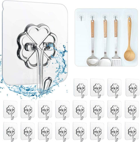 Adhesive Wall Hooks Ceiling Hooks Heavy Duty (30lb) for Kitchen Bathroom for Hanging 25pcs...