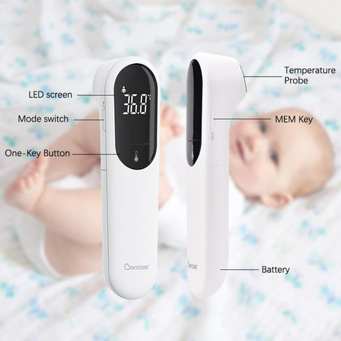 Berrcom No Touch Forehead Thermometer for Adults and Kids, Digital Infrared Thermometer Dual Probe Technology Touchless Baby Thermometer with LED ...