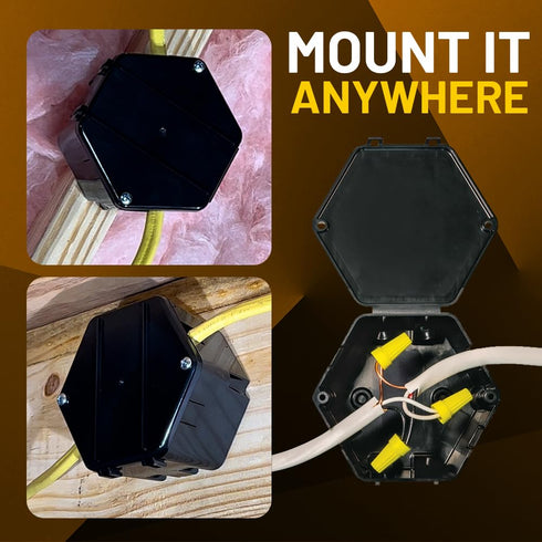 Rack-A-Tiers Open Splice Junction Box (Single), One-Piece Junction Box Splice Box. Repair Open Splices, 5 Second Installation Splice Box, Electric...