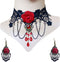 3PCS Choker Lace Necklace with Earring Set Punk Party Gothic Vintage Handmade Victorian Steampunk Retro Gears Lace Vampire for Halloween Easter – ...