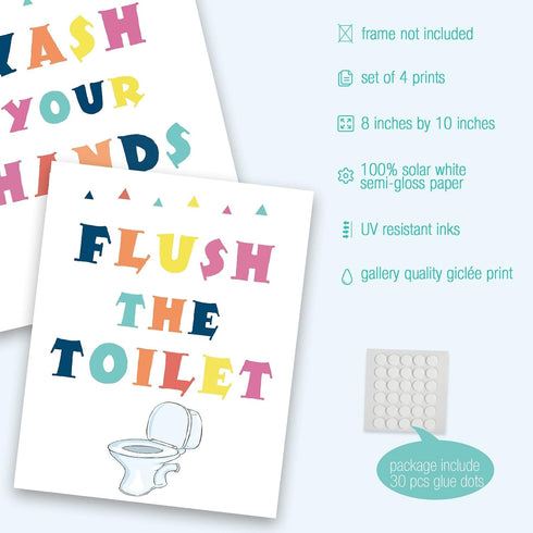 InSimSea Wall Art Prints Poster Funny Bathroom Signs Prints, Bathroom Quotes and Sayings Art Pictures Artwork, Kids Aesthetic Room Wall Decor, set...