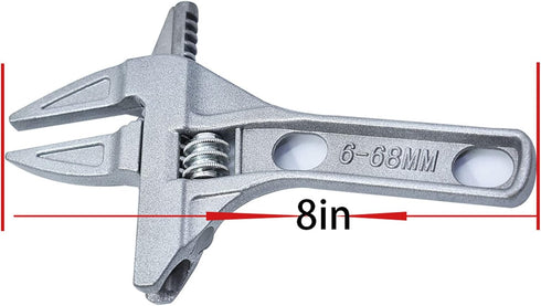 findmall Adjustable Wrench 6-68mm 8-Inch Short Shank Large Openings Wide Jaw Ultra-thin Wrench Lightweight Aluminum Alloy Repair Tools Fits for Ba...