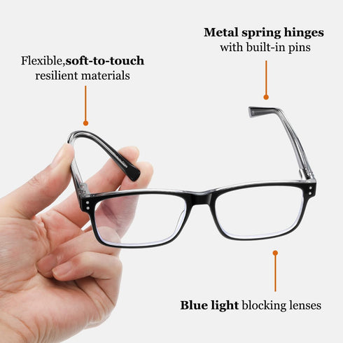 EYECEDAR 4-Pack Blue Light Blocking Reading Glasses for Men Readers for Men Women Adjustable Metal Spring Hinges Eyeglasses 2.00...