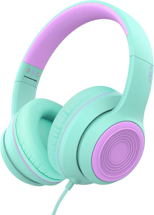 A8 Kids Headphones with Microphone, Lightweight Folding Stereo Bass Headphones with 1.5M No-Tangle Cord, Portable Wired Headphones for Smartphone ...