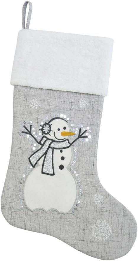 Comfy Hour Let It Snow Collection 20" Winter Christmas Snow Flake Snowman Wearing Scarf Stocking, Polyester...
