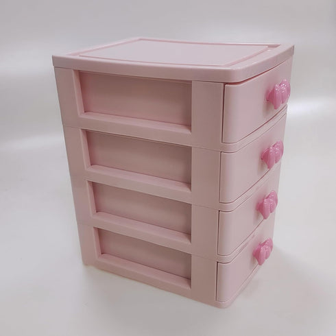 Cute Pink Bowknot Makeup Organizer,Multilayer-Drawer Mini Desktop Organizer Storage Box,Bathroom,Vanity,Gift for Girls Women kid Teen (Four Drawer...