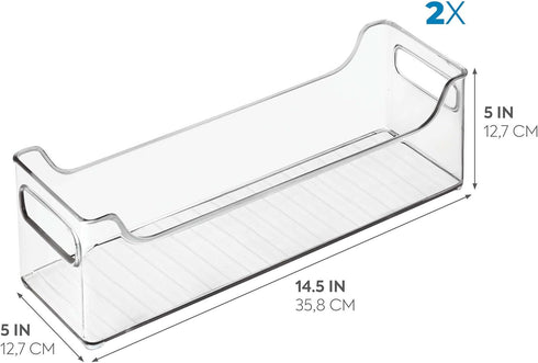 iDesign Plastic Organizer Bin with Easy Grip Handles, 14.5" x 5" x 5", Set of 2, Clear, 2 Count...