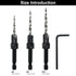 Countersink Drill Bit Set, 3Pcs Tapered Drill Bits M2 HSS, with 1/4" Hex Shank Quick Change and Allen Wrench, Counter Sinker Set for Woodworking a...
