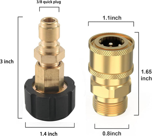 Pressure Washer Quick Connect Kit, Metric M22 14mm Swivel to 3/8'' Quick Connect, With 10 Washers for Home,Garden, Vehicles Cleaning Quick Connect...