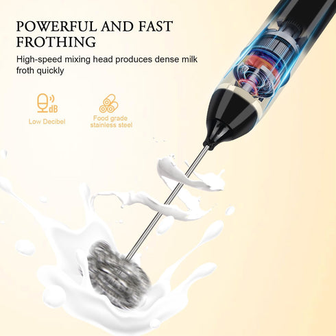 Milk Frother Handheld,Dallfoll USB Rechargeable Electric Foam Wand Maker for Coffee, 3 Speeds Mini Milk Foamer Drink Mixer with 2 Whisks for Bulle...