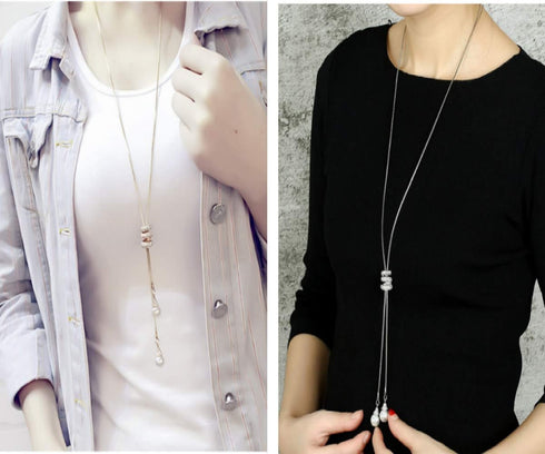 Cathercing Spiral Pearl Pendant Long Necklace for Women Sweater Chain Statement Necklace Choker Adjustable Elegant Jewelry Crystal Accessories Dre...