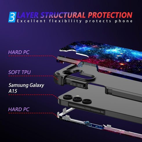 Miqala for Galaxy A15 5G Case,Glow in The Dark Three Layer Heavy Duty Shockproof Full Body Protection Hard Plastic Bumper+Soft Silicone Protective...