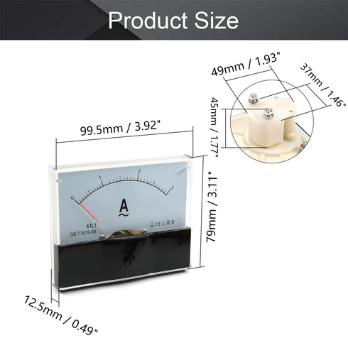Fielect AC 0-3A Analog Current Panel 44L1 Amp Ammeter Gauge Meter 1.5 Accuracy for Auto Circuit Measurement Tester...