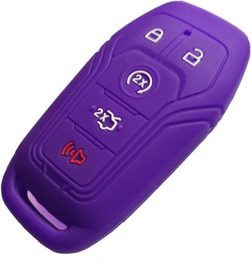 Qty(2) Alegender 5 Buttons Rubber Smart Key Cover Jacket Glove Holder for Ford Fusion Explorer F-150 Mustang Lincoln MKZ MKC Fob Remote...