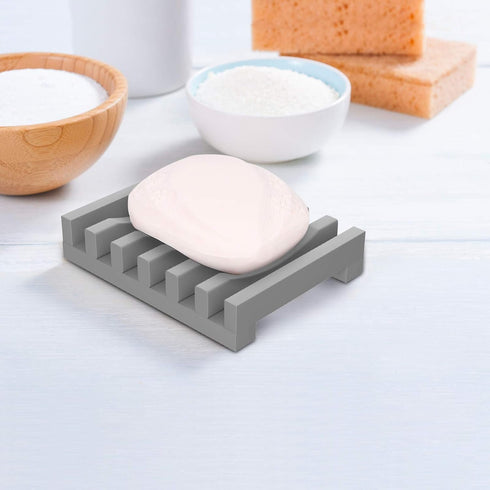 2Pcs Soap Dish Holder, Non-Slip Bathroom Accessories Silicone Soap Case Saver, Sink Deck Bathtub Shower Dish Soap Drainer, Silicone Holder for Soa...