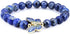 Gem Stone King 8mm Simulated-Lapis Lazuli 18K Yellow Gold Plated Silver Cloisonne Enamel Butterfly Bracelet For Women...