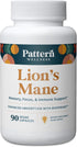 Pattern Wellness Lion's Mane Supplement - Brain Health SuperFood Mushroom - Cognitive & Cell Support - 3rd Party Lab Tested - 90 Vegan Capsules...