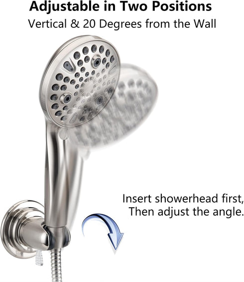 BOPai Vacuum Suction Cup Shower Head Holder, Adjustable 20 Degrees from The Wall, Brushed Nickel...