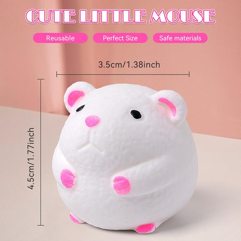 Mouse Fidget Toys, Hamster Stress Balls for Adults and Kids (White), Squishy Toys, Sensory Toys, Dough Ball, Hamster Squeeze Squishy Ball, Stretch...
