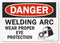 SmartSign - U9-2145-NP_10x14 "Danger - Welding Arc, Wear Proper Eye Protection" Sign | 10" x 14" Plastic Black/Red on White...