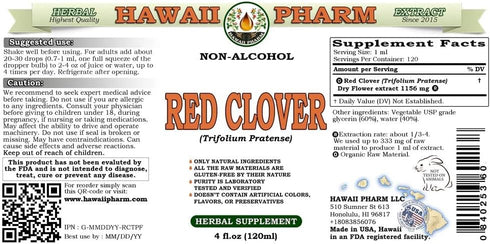 Hawaii Pharm Red Clover Alcohol-Free Liquid Extract, Red Clover (Trifolium Pratense) Flower Glycerite Natural Herbal Supplement, USA 2 fl.oz...