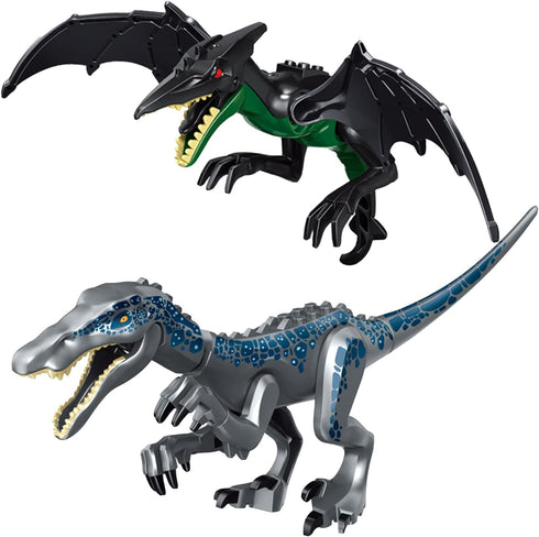 2 Pack Dinosaur Building Blocks Toys, 11 Inch Jurassic Animal Take Apart Dino Kids, Dinosaur Sticker Included (Baryonyx & Pterodactyl)...