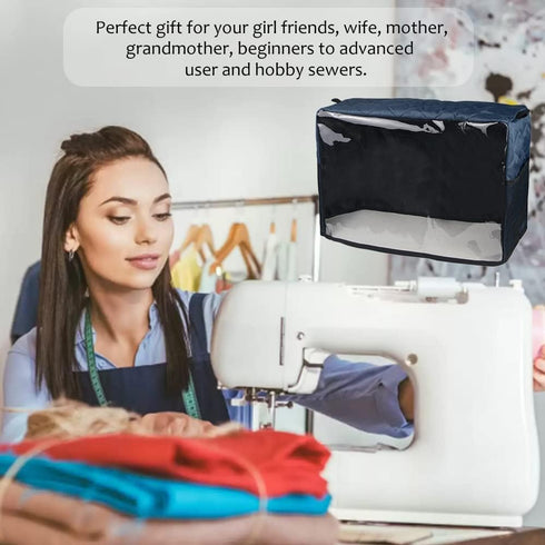 Sewing Machine Dust Cover Compatible with Most Standard Home Singer & Brother Machines, Visible PVC Window (Red)...