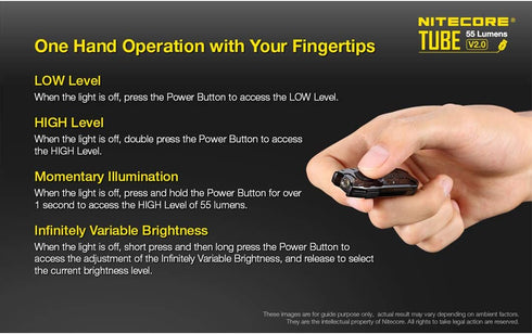 Nitecore Tube v2.0 Keychain Flashlight, 55 Lumen USB Rechargeable Ultra Lightweight Compact (Blue)...