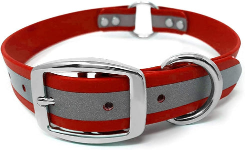 Regal Dog Products Large Red Heavy Duty Reflective Dog Collar with Durable Metal Buckle and D Ring Adjustable, Chew Proof & Waterproof Center Ring...