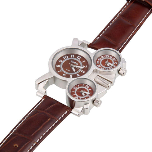 Three Time Display Quartz Mens Military Army Sport Wrist Watch...