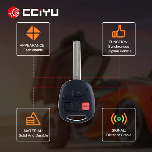 cciyu 3btn Black Keyless Entry Remote for Lexus RX300 3.0L SUV, 1999-2003, ABS Material...